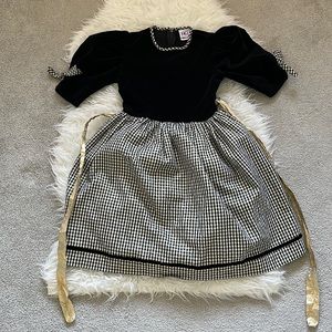 Vintage Classic HG Kids Black & Gold Dress with Bows - Size 8